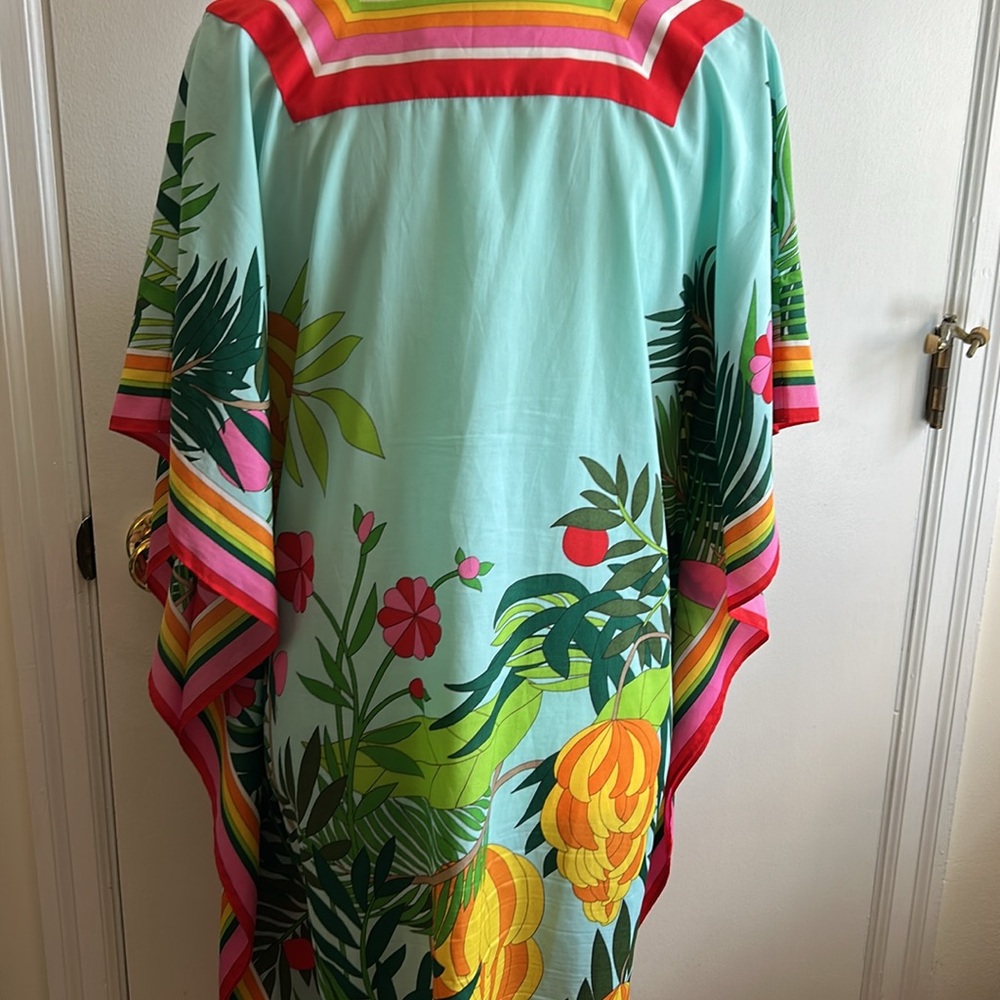 Trina Turk Multicolor Tropical V-Neck Tunic M/L - Picture 5 of 6